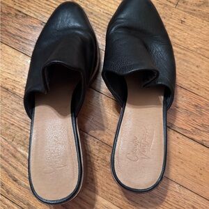 Black Leather Women's Mules